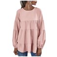 thumbnail image 1 of Babysbule Liquidation Haut d'Été pour Femmes Blouse à Manches Longues Lanterne à Col Rond pour Femmes Hauts, 1 of 8
