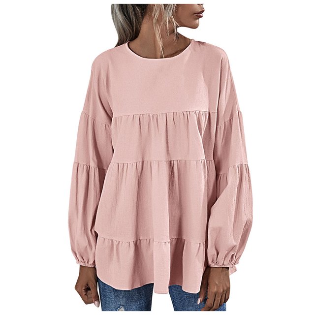 Babysbule Liquidation Haut d'Été pour Femmes Blouse à Manches Longues Lanterne à Col Rond pour Femmes Hauts