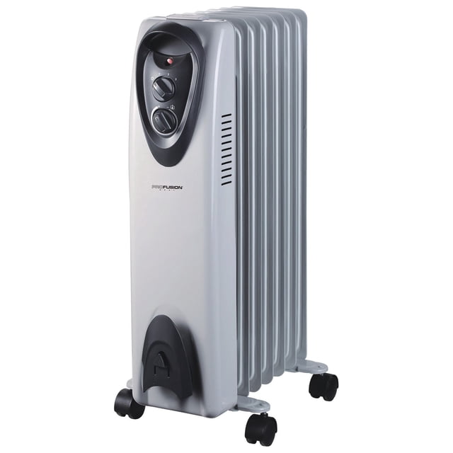 Radiateur Céramique 1500W avec Thermostat, Radiateur Rempli d'Huile en Gris Pâle avec Panneau de Commande Noir Comprenant Deux Cadrans pour Trois Réglages de Chaleur et Thermostat Réglable, Témoin Lumineux, protection contre la Surchauffe, Monté sur Quatre Roulettes Lisses pour un Déplacement Facile, avec Évents Latéraux et Rangement du Cordon à la base, Convient au Chauffage d'Appoint Portatif dans les Foyers Canadiens.