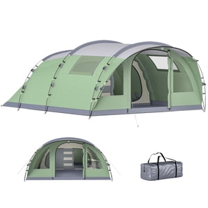 Outsunny Multi-Room Camping Tent for 5 Person, Large Family Tent, Green
