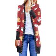 thumbnail image 1 of FOCUSNORM Women Juniors Christmas Long-Sleeved Cardigan Cartoon Holiday Clothing, 1 of 4