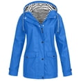 thumbnail image 2 of WEIYLL Womens Fleece Jacket Plus Outdoor Windproof Hooded Solid Color Raincoat Blue Cold Weather Tops Size XL, 2 of 8
