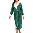 thumbnail image 1 of Penkiiy Womens Plush Soft Robe Warm Fleece Shawl Collar Bathrobe Fluffy Long Robes with Pockets 2XL Army Green, 1 of 3
