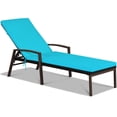 thumbnail image 4 of Gymax Lot de 2 Chaises Longues Inclinables de Patio en Rotin Réglables avec Coussin Turquoise, 4 of 7