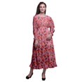 thumbnail image 1 of Bimba Robe à Fleurs pour Femme à Manches Longues, Smockée, Col Rond, à Volants, Maxi d'Été, Très Petit, 1 of 5