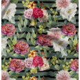 thumbnail image 1 of Soimoi Green Rayon Fabric Stripe & Grandiflora Roses Floral Print Sewing Fabric Yard 56 Inch Wide, 1 of 4