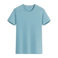 thumbnail image 4 of Styesk T Shirts for Man Solid-Color Casual Elastic Sports Short Sleeved Round-Neck Blouses, 4 of 5