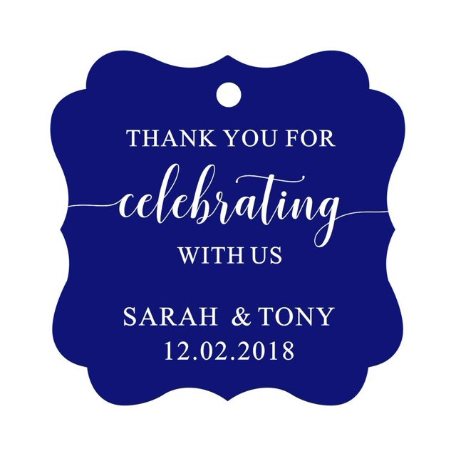 Darling Souvenir Fancy Frame Custom Paper Tags Thank You For Celebrating With Us Wedding Favor Gift Hang Tags-Blue-50 Tags