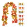 thumbnail image 4 of LSLJS Halloween Thanksgiving Decorations Artificial Leaf Garland Rattan Hanging Pumpkin Maple Leaf Garland Indoor Home Halloween Christmas Party Fireplace Decorations, Plasti C Maple Leaf Rattans, 4 of 7
