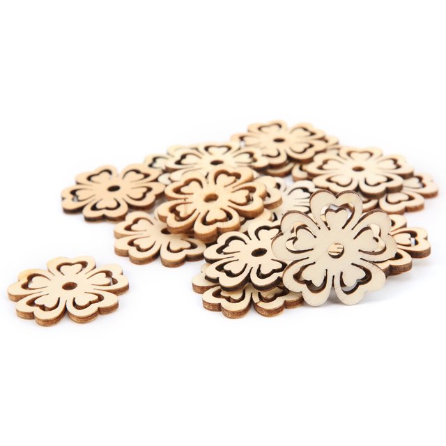 Small Wood Pieces,100Pcs Wood Pieces Natural Craft Blocks Wood Pieces Striking Appearance