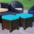 thumbnail image 1 of Costway Lot de 2 Poufs en Rotin pour Patio avec Coussin, Repose-Pieds, Table Basse, Turquoise, 1 of 10