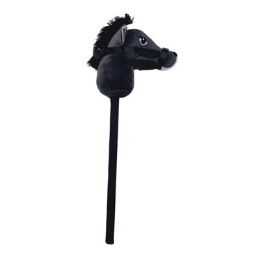Bunblic Bâton Cheval Bâton Cheval Jouet d'Équitation Robuste Fait à la Main Passe-Temps Cheval Jouet d'Équitation Bâton de Musique Animal pour Garçons Filles Enfants Noir B