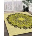 thumbnail image 3 of Ahgly Company Tapis d'Intérieur Lavable en Machine Carré Transitionnel Jaune Néon, 7 Pieds Carré, 3 of 7