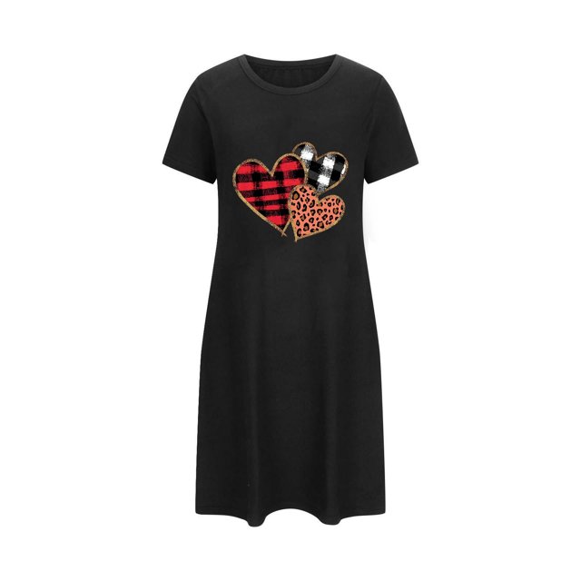 RXMEKW Chemise de Nuit Ample à Manches Courtes pour Femmes avec Imprimé sur la Poitrine en Polyester Spandex