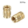 thumbnail image 3 of Uxcell Knurled Insert Nut M5 x 10mm L x 7mm OD Female Thread Brass Embedding Nut 30 Pack, 3 of 5