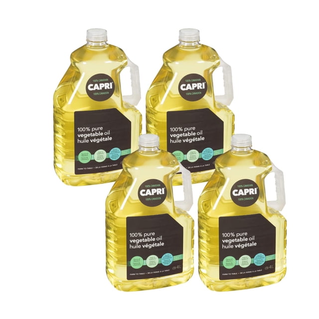CAPRI Pure Vegetable Oil, All-Purpose Liquid Cooking Oil for Frying, Baking, and Sautéing, 4L (1.06 Gallon) Jug