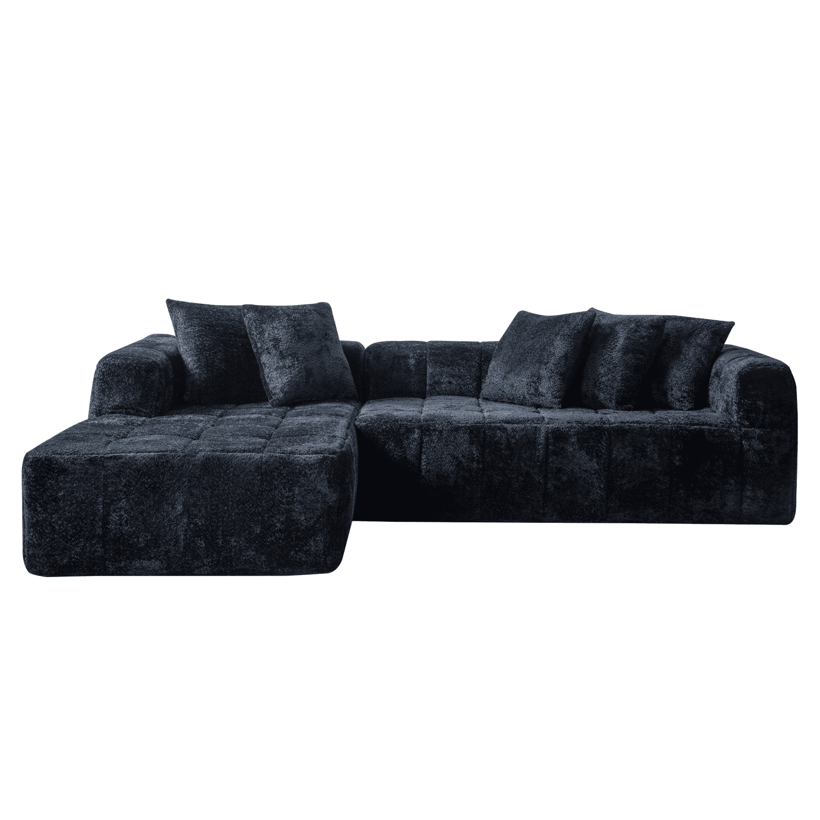 Noble House 107.9" Cloud Modular Sectional Sofa,L-Shape Chaise with Deep Seat for Living Room Bedroom,Black