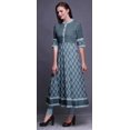 thumbnail image 3 of Bimba Blue Dot & Floral Block Print Long Flared A Line Indian Kurtis For Women Party Wear Anarkali Kurta-XSmall, 3 of 5