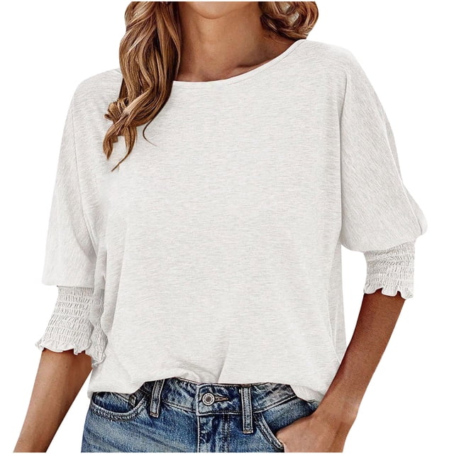 XZNGL Womens Short Sleeve Blouses Womens Casual Solid Color Round Neck Short Sleeve Tops Blouses Women Short Sleeve Tops Women Short Sleeve Blouse Short Sleeve Tops for Women