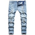thumbnail image 1 of Men‘s Ripped Skinny Jeans Casual Male Slim Solid Color Long Trousers, 1 of 9