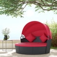 thumbnail image 2 of Outsunny Chaise Longue de Patio avec Canapé-Lit Rond Coussiné 4 Pcs Rouge, 2 of 10