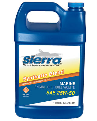 Sierra Marine Oil 18-9552-3 Marine Series; SAE 25W-50; Semi Synthetic 4-Stroke Marine Engine Oil; 4 Liter Jug; Single; NMMA FC-W/API-SL Certified