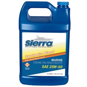 Sierra Marine Oil 18-9552-3 Marine Series; SAE 25W-50; Semi Synthetic 4-Stroke Marine Engine Oil; 4 Liter Jug; Single; NMMA FC-W/API-SL Certified