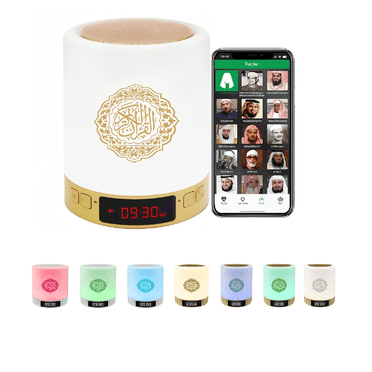Equantu Haut-parleur Coran à Horloge Azan Haut-Parleur Portable, Boîtier, Multicolore, avec Télécommande et Manuel et Câble de Chargement
