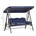 thumbnail image 3 of Outsunny Balançoire de Porche 3 Places, Chaise Balançoire d'Extérieur Robuste, Bleu Foncé, 3 of 9