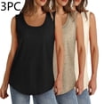 thumbnail image 2 of Plebaso Lot de 3 Débardeurs pour Femmes Décontractés d'Été Sans Manches Amples Col Rond T-Shirts Basiques pour Dames, 2 of 7