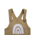 thumbnail image 4 of Xingqing Summer Newborn Baby Girls Boys Rompers 6 Colors Rainbow Printed Strap Sleeveless Button Jumpsuits, 4 of 7