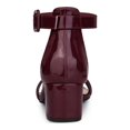 thumbnail image 2 of BLISSFUL STEP Women's Shoes Open Toe Block Heel Ankle Strap Sandals Burgundy 9.5, 2 of 8