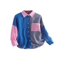 thumbnail image 4 of MesaSe Blouse pour Femmes Couture Contrastée Manches Longues Col à Revers Fermeture à Boutons Chemise Décontractée Ample Polyvalente, 4 of 6