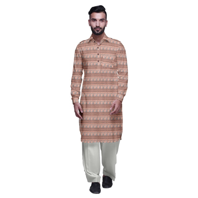 Atasi Kurta Pathani Classique à Col pour Garçons Chemise en Rayonne à Poche avant