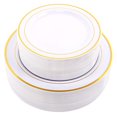 thumbnail image 2 of WDF 60PCS White Gold Plates Disposable - Gold Plastic Plates Gold Rim Plastic Plates, Including 30-10.25inch Gold Dinner Plates and 30-7.5inch Gold Salad/Dessert Plates, 2 of 4