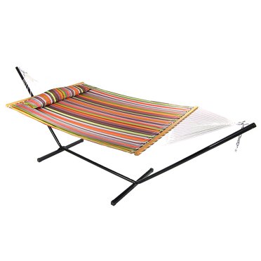 Sunnydaze Hamac Double Matelassé Robuste pour 2 Personnes avec Support en Acier pour Cour Arrière et Patio - Capacité de Poids de 350 Lb/support de 12 Pieds - Coucher de Soleil dans un Canyon