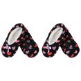 thumbnail image 1 of CHOK Women Soft Fuzzy Furry Home Non-Slip Slipper Socks  Black Hearts  Medium  2 Pairs, 1 of 3
