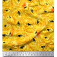 thumbnail image 1 of Soimoi Yellow Silk Fabric Watercolor Floral Decor Fabric Printed BTY 42 Inch Wide, 1 of 3