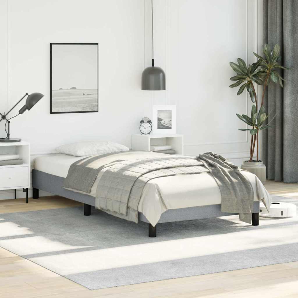 vidaXL Bed Frame Light Grey 100x190 cm Twin Fabric