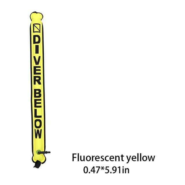 Inflatable Explosion-proof Buoy Signal Tube Professional Snorkeling Sausage Gear Inflatable Diving Surface Markers Fluorescent Yellow 1.2m*15cm