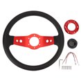thumbnail image 2 of 13in Racing Steering Wheel, 6 Bolts Grip PU & Aluminum Auto Driving Wheel, Car Steering Wheel with Horn Button, 2 of 7
