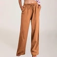 thumbnail image 2 of FNFYFH Clearance Womens Wide Leg Pants with Pockets Drawstring Cotton Linen Pant Solid Palazzo Trousers,Yellow, 2 of 9