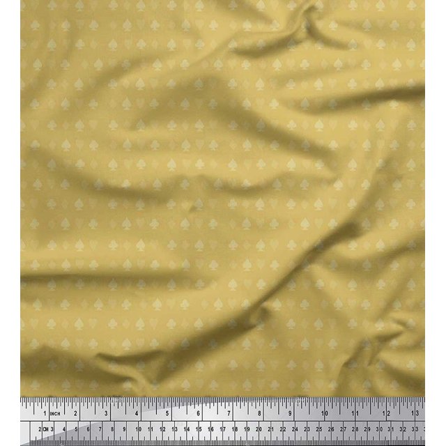 Soimoi Silk Fabric Poker Card Symbol Print Fabric by Yard 42 Inch Wide