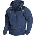 thumbnail image 1 of Durtebeua Chandail à Capuchon à Col Rond pour Homme, Respirant, Ample et Léger, Bleu, 2TG, 1 of 3