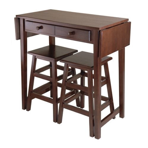 Winsome Mercer Table à double rabat avec 2 tabourets au fini cappuccino