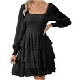 thumbnail image 1 of Robe à Manches Longues Femme Aguichant Mode Décontractée Ajustée Femme Décontractée à Manches Longues Col en V Mi-Mollet Robe à Manches Longues Robe d'Été Robe Longue d'Été pour Femme Longue Robe d'Été pour Femme, 1 of 8