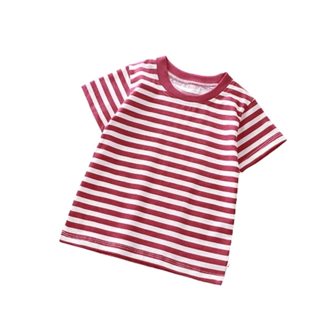Zpanxa T-Shirts pour Tout-Petites Fille à Rayures Stylées Col Rond Haut Estival Décontracté en Coton 2 Ans