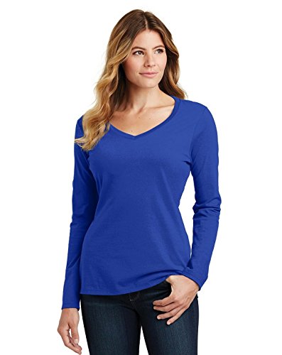 Port & Company 174 T-Shirt à Manches Longues pour Femmes, Favori des Fans, Col en V. LPC450VLS