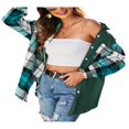 thumbnail image 3 of Veste à Carreaux pour Femmes Manches Longues Col Rabattu Fermeture à Boutons Hauts Décontractés, 3 of 6