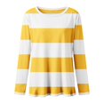 thumbnail image 5 of ManxiVoo T-Shirt à Manches Longues à Rayures Imprimées pour Femme, Col Rond, Confortable, T-Shirt Graphique d'Automne, Blouse Légère, Taille M, Jaune, 5 of 5